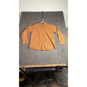 Dockers‎ Mens Plaid Button-Down Shirt L 16/16.5 Orange Brown Cotton/Polyester